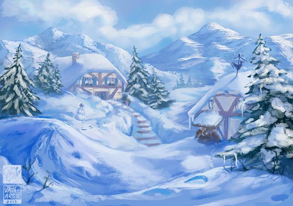 weihnachtskarte-winterlandschaft-zeichnung