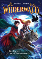 Fantasy Buchcover Illustratione für ein Kinderbuch ab 10. Magier und Ritter / Mädchen in Rüstung, und Fabelwesen / Tiere: ein Rabe und ein Luchs. Vollmond.