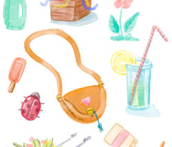 Fröhliche Aquarell Illustrationen für Editorial / Zeitschrift