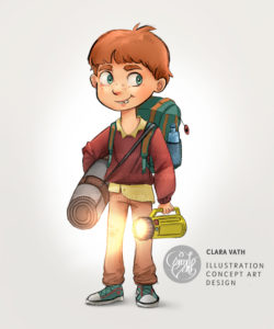 Character Design Kinder Junge Thema Camping