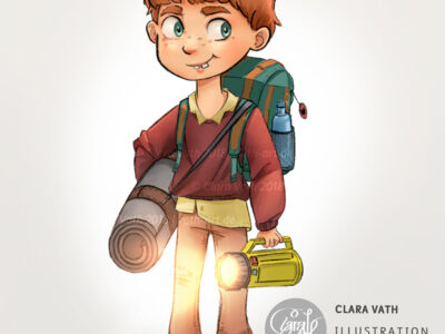 Character Design Kinder Junge Thema Camping