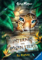 Kinderbuch Cover Illustration für eine urban Fantasy Buchreihe. Spannend und geheimnisvoll - ein Leopard. Außergewöhnliche Cover-Aufmachung mit einem Guckloch.