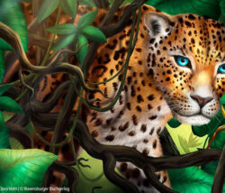 Hochwertige Vorsatz Illustration Kinderbuch - Leopard im Dschungel
